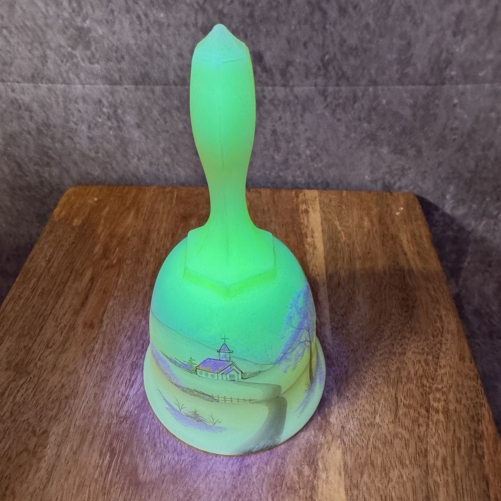 Fenton Custard Uranium Hand Painted Princess House Collector's Edition Bell 1980